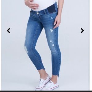Seven distressed demon raw hem maternity jeans